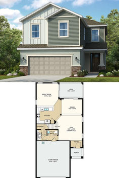 4-Bedroom Single Family Home with Bright Lanai and Double Garage (2,197 Sq. Ft. Floor Plan) Single Family Home Floor Plans, Open Layout