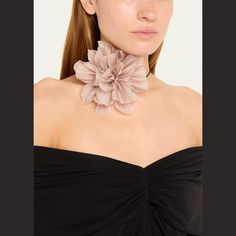 Natasha Accessories Limited flower choker in polyester Flower, approx. 5.5"Dia  Necklace, approx. 48"L  Adjustable length Self-tie closure  Imported Chic Spring Party Choker, Flower Decoration Choker Necklace Gift, Spring Flower Necklace For Parties, Spring Party Flower Necklace, Choker Necklace Flower, Floral Choker For Spring Parties, Flower Shaped Choker For Spring Party, Adjustable Flower Pendant Choker For Gift, Summer Party Flower Shaped Choker