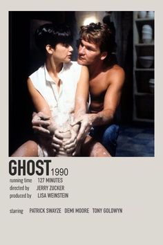 two men sitting next to each other in front of a white poster with the words ghost on it