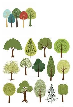 trees are shown in different colors and sizes