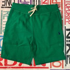 Polo Ralph Lauren Cotton Green Sz Various Shorts Casual Green Bermuda Shorts For Spring, Casual Green Bermuda Shorts With Elastic Waistband, Casual Green Bermuda Shorts, Casual Green Shorts With Short Inseam, Green Loungewear Bottoms With Short Leg, Green Cotton Bottoms With Short Legs, Casual Green Short Bottoms, Casual Green Short Leg Bottoms, Casual Green Shorts