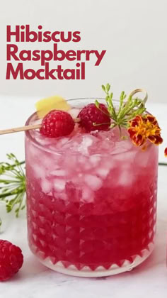 Hibiscus Raspberry Mocktail Garden Party Drinks Mocktails, Raspberry Mocktail Recipe, Garden Party Cocktails, Raspberry Mocktails, Raspberry Hibiscus Tea, Hibiscus Mocktail, Tea Party Drinks, Garden Party Drinks, Best Non Alcoholic Drinks