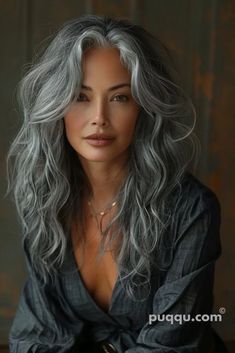 gray-hair-color-5 Asian Grey Hair, Long Hair Over 60 Aging Gracefully, Grey Hair Young, Anthropologie Lookbook, Grey Blonde Hair, Grey Blonde, Gray Hair Color