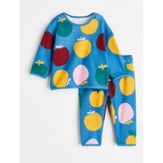 New!! H&M Baby Boy Blue Apple Two Piece Set Size 9 Months Blue Cotton Play Sets, Fun Blue Playwear Sets, Playful Light Blue Cartoon Print Sets, Cute Blue Playwear Sets, Playful Blue Sets For Playwear, Grey Sweatsuit, Fleece Outfit, Toddler Jumpsuit, Blue Apple