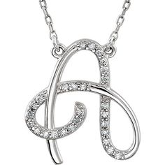 This beautiful diamond personalized pendant is fashioned from 14k white gold into a single cursive font initial. Approximately 25 pave-set diamonds weighing around 0.14 carats line the face, making for a spectacular finish - a perfect gift choice! Please note that the number of stones, carat weight, and gold weight are approximations subject to change with different letter selections.#diamondnecklace #jewelryph #diamondpendant #pendant #diamondpendant A Initial, Diamond Accessories, Script Initial, Alphabet Necklace, Diamond Initial Necklace, Initial Pendant Necklace, Letter A, Yellow Gold Chain, Initial Pendant