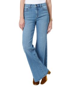 Classic denim style flares wide at the leg and rises high at the waist in Sam Edelman's Bay trouser jeans to add a fresh silhouette to your wardrobe. Imported Button and zip front closure; belt loops Contrast stitching throughout High rise: approx. 11"; flared leg opening: 23" Approx. model height is 5'9" and she is wearing a size 8 Approx. inseam: 32" 100% cotton Machine washable Fall Medium Wash Wide-leg Flare Jeans, Light Wash Wide Leg Flares For Spring, Fall Medium Wash Wide Leg Flares, Spring Denim Full Length Flares, Spring Full Length Denim Flares, High Waist Light Wash Spring Flares, High Waist Light Wash Flares For Spring, Spring Light Wash High Waist Flares, Spring Medium Wash Wide Leg Flares