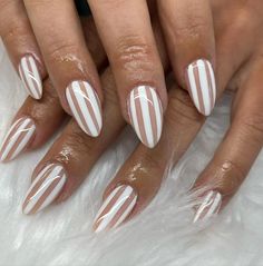 Stripe Nail Design: 90+ Gorgeous Looks To Rock This Month Striped Nails Acrylic, Almond Nails Stripes, Lined Nail Art, Chrome Stripe Nails, Stripped Nail Designs Stripes, Blue And White Stripe Nails, Stripy Nail Designs, Nail Art With Lines Stripes, Vertical Stripe Nails