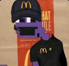 there is a man wearing a hat next to a mcdonald's sign that says hat time