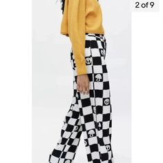 Urban Outfitters Carmen Printed Pull On Pant Check Peace Mushroom Black White New Without Tags * Size: L * There Is A Line Through The Tag To Prevent Store Return Rayon 32'' Around Waist Relaxed 14" Rise 29" Inseam White Graphic Print Bottoms For Fall, Graphic Print White Bottoms For Fall, Fall White Bottoms With Graphic Print, Urban Outfitters White Wide Leg Bottoms, White Wide Leg Bottoms From Urban Outfitters, Urban Outfitters White Cotton Pants, Urban Outfitters White Loungewear Bottoms, Jeans Urban Outfitters, Urban Outfitters Jeans