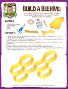 the instructions for how to build a beehive with construction paper and glues