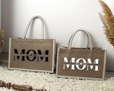 Personalized Kid Names For Mom Tote Bag, Gift For Mama, Mom Custom Kid Names Jute Bag, Mama Tote Bag, Gift For Mom, Custom Tote Bag For Mom Hi!  Welcome. It's great to see you here! ☺️ Personalized burlap totes are a great gift idea for moms who loves a rustic look. 🦋 Looking for personalized burlap tote bags? Look no further! Our custom bags are like works of art. Each one is crafted from high-quality burlap material and can be personalized with custom names or messages. 🦋 These elegant bags make the perfect gift. Their custom design sets them apart from other gifts and ensures they'll be remembered on special occasions. Plus, they're great for parties or beach trips. 🦋 Our burlap bags stand out not just for their style, but also for their durability. With spacious interiors, they make Personalized Rectangular Bag For Mother's Day, Eco-friendly Bags For Mother's Day Gift, Eco-friendly Rectangular Bag For Mother's Day, Beige Gift Bag For Mother's Day, Mother's Day Gift Bag In Beige, Beige Rectangular Bags For Mother's Day, Burlap Tote Bags, Mom Tote Bag, Burlap Tote