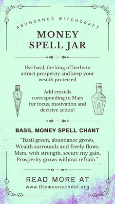 an advertise for money spell jar