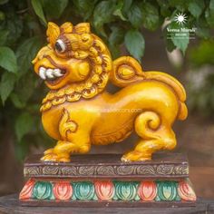 Buy antique styled brass artefacts and traditional wooden arts online - Veena Murali Decors Sacred Spaces, Indian Temple, Mythical Creature, A Lion, Wooden Art, Sacred Space, Indian Art, Antique Style, Mythical Creatures