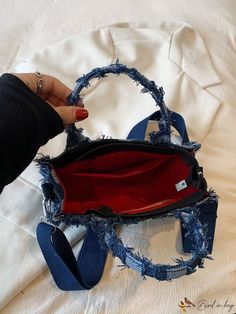 BirdinBag - Stylish Denim Cross Body Bag - Trendy, Portable, and Fashionable 20 x 17 x 7cm Shopper Patchwork Tote Bags, Denim Crossbody, Tote Pattern, Tote Bag Pattern, Bag Bag, Square Bag, Work Casual, Plaid Pattern, Denim Women