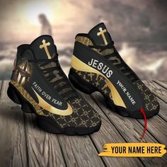 Faith Over Fear Personalized Gold Basketball Shoes For Jesus Lovers, Christian Basketball Shoes, Basketball Shoes 2024 – Excoolent The JD13 Shoes are the epitome of modern footwear innovation. Crafted with precision and style, they offer a perfect blend of comfort and aesthetics. The sleek design is complemented by advanced cushioning technology, providing unparalleled support for... Christian Basketball, Christian Shoes, Hypebeast Shoes, Gold Basketball Shoes, Jordan 13 Shoes, Jesus Faith, Jesus Cross, Shoes Custom, Shoes Air