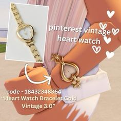 a woman holding onto a watch with the words pinterest vintage heartwatch on it