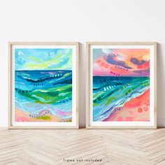 two framed art prints on a wall