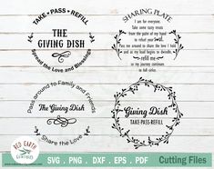 the giving dish svg files are available for use on cutting machines and paper crafts