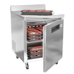 an image of a meat warmer with trays in it