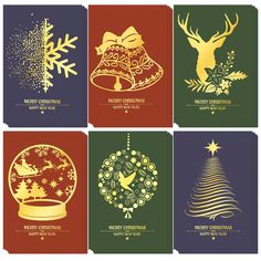 six christmas cards with different designs