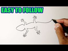 someone drawing a lizard on paper with the words easy to follow