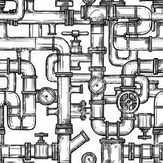 a drawing of pipes and valves