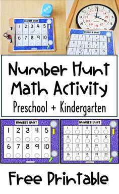 a number hunt math activity for preschool and kindergarten with free printables