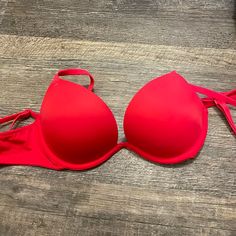 Never Worn Good Condition 32b Red Bra Pink Red Stretch Bra With Padded Cups, Red Padded Push-up Bra, Red Stretch Push-up Bra, Red Underwire Bra With Lined Body, Red Fitted Seamless Bra, Fitted Seamless Red Bra, Fitted Red Seamless Bra, Red Seamless Push-up Bra, Seamless Red Push-up Bra