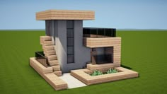 a small house made out of wood and concrete