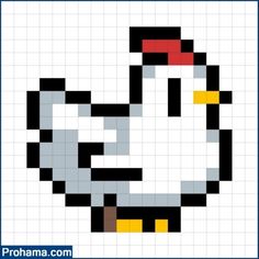 a pixellated image of a bird with an orange beak