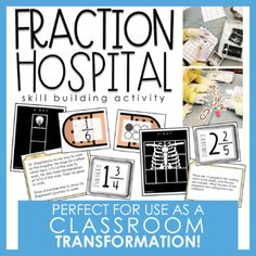 the cover of fraction hospital's book, perfect for use as a classroom transportation