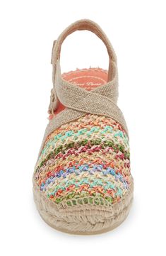 Enchant your stride with this dreamy espadrille-inspired wedge topped with an intricate weave of rainbow threads and grounded on a rubber traction sole. 2 1/4" heel; 3/4" platform Textile upper and lining/rubber sole Made in Spain Multicolor Closed Toe Espadrilles, Casual Multicolor Espadrilles With Woven Sole, Multicolor Closed Toe Espadrilles For Beach, Multicolor Espadrilles With Woven Sole For Vacation, Multicolor Summer Espadrilles With Woven Sole, Multicolor Wedge Heel Espadrilles For Summer, Multicolor Closed Toe Espadrilles For Spring, Multicolor Espadrilles For Spring, Espadrille Shoes