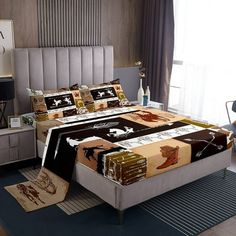 a bed room with a neatly made bed