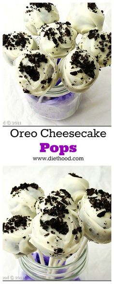 oreo cheesecake pops in a glass jar