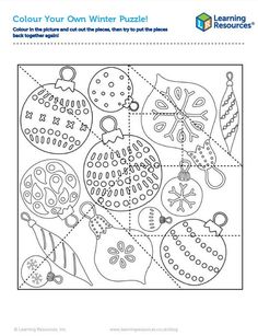 a coloring page for christmas ornaments with the words color your own winter puzzle on it