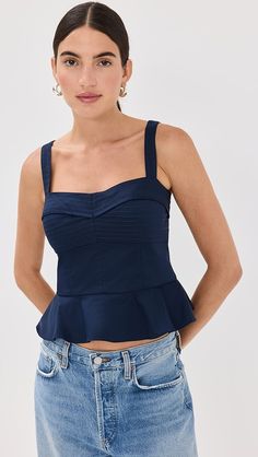 Veronica Beard Carnegie Top | Shopbop Rails Clothing, College Fits, Breezy Dress, Boulder Colorado, Peplum Hem, Veronica Beard, Women's Wardrobe, China Fashion, Navy Tops