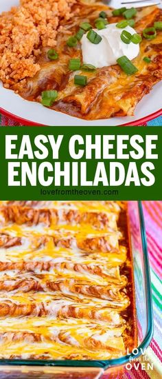 an easy cheesy enchiladas casserole with cheese and green onions