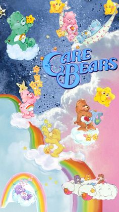 the care bears movie poster is shown in full color and it's overcast