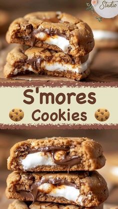 s'mores cookies stacked on top of each other