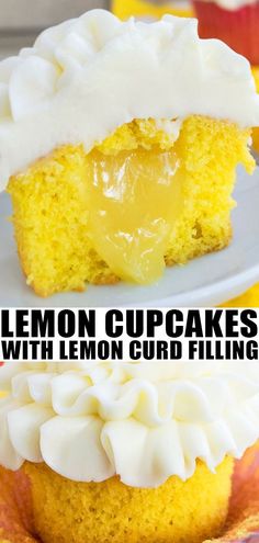 lemon cupcakes with lemon curd filling are the perfect dessert to eat for breakfast