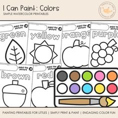 i can paint colors printable worksheet for preschool and prek school kids