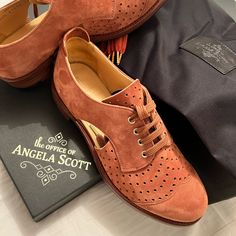 The Office Of Angela Scott - Mr. Muffin Shoe Color : Terracota, As Pictured Genuine Leather Size 36.5 Eu. / 6.5 Us Box And Bag Included Office Of Angela Scott Shoes, Angela Scott Shoes, Office Of Angela Scott, Scott Brown, Color Terracota, Flat Shoes Women, The Office, Loafer Flats, Genuine Leather