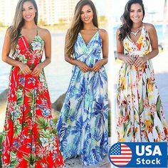 Boho Sundress, Printed Beach Dresses, Budget Outfits, Printed Casual Dresses, Long Beach Dress, Suspender Dress, Style Maxi Dress, Maxi Dress Party, Boho Maxi Dress