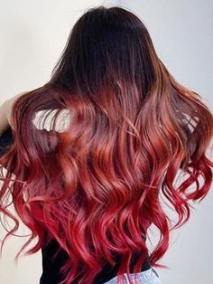 Red and Orange Ombre Highlights on Black Hair Red Balayage Highlights, Blonde Peekaboo Highlights, Highlights On Black Hair, Long Hair Highlights, Gray Balayage, Short Hair Highlights, Best Hair Dye, Platinum Blonde Highlights, Blonde Balayage Highlights