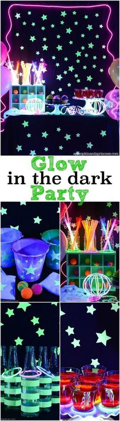 glow in the dark party with stars and cups