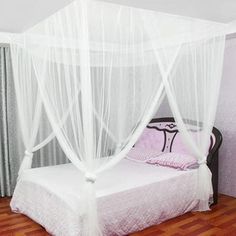 The 4 corner post bed canopy is made of polyester material, soft and light, features many small holes to allow air to flow through for a more comfortable sleep and to ward off annoying organisms, also act as a natural mosquito net to allow you to fall asleep in a peaceful and relaxing night. Specification: Brand: Sruiluo Style: Modern Color: White Material: Polyester Size: 83" x 75" x 95" Package Content: 1Pcs Large Mosquito Net Washing Care: Machine Wash in cold water, gentle cycle, do not blea Mosquito Net Bed, Bed Net, Post Bed, Double Bed Size, Canopy Bedroom, Canopy Curtains, Backyard Canopy, White Canopy, Elegant Bedding