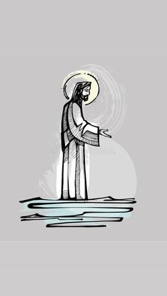 the person is standing in water with his hand out to touch something on it royalty illustration