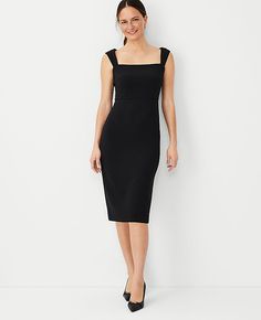 Elevate your wardrobe with the Ann Taylor Square Neck Cap Sleeve Sheath Dress, a testament to sophisticated styling and modern design. This dress is perfect for transitioning effortlessly from a professional day at the office to an elegant night out.

- Size: Regular - 0
- Color: Black
- Material: 100% Polyester
- Gender: Female
- Features: Square neckline, cap sleeves, hidden back zipper with hook-and-eye closure, back vent, fully lined
- Length: Hits at mid-calf
- Care Instructions: Machine wa Lbd Outfit Classy, Lbd Outfit, Black Work Dresses, Conservative Outfits, Cap Sleeve Sweater, Pink Sheath Dress, Black Dresses Classy, Ann Taylor Petite, Work Dresses For Women