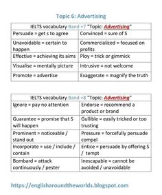 two different types of words that are used to describe an advertise or advertising