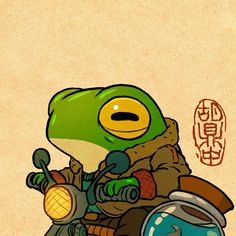 Ding Hu Art on Instagram: "Vroom vroom  #frogart #art #froglove #roadtrip #fatherson" Vintage Frog Illustration, Frog Character Design, Frog Icon, Book Illustration Layout, Frog House, Cute Animal Design, Pet Frogs, Funny Artwork, Cartoon Frog